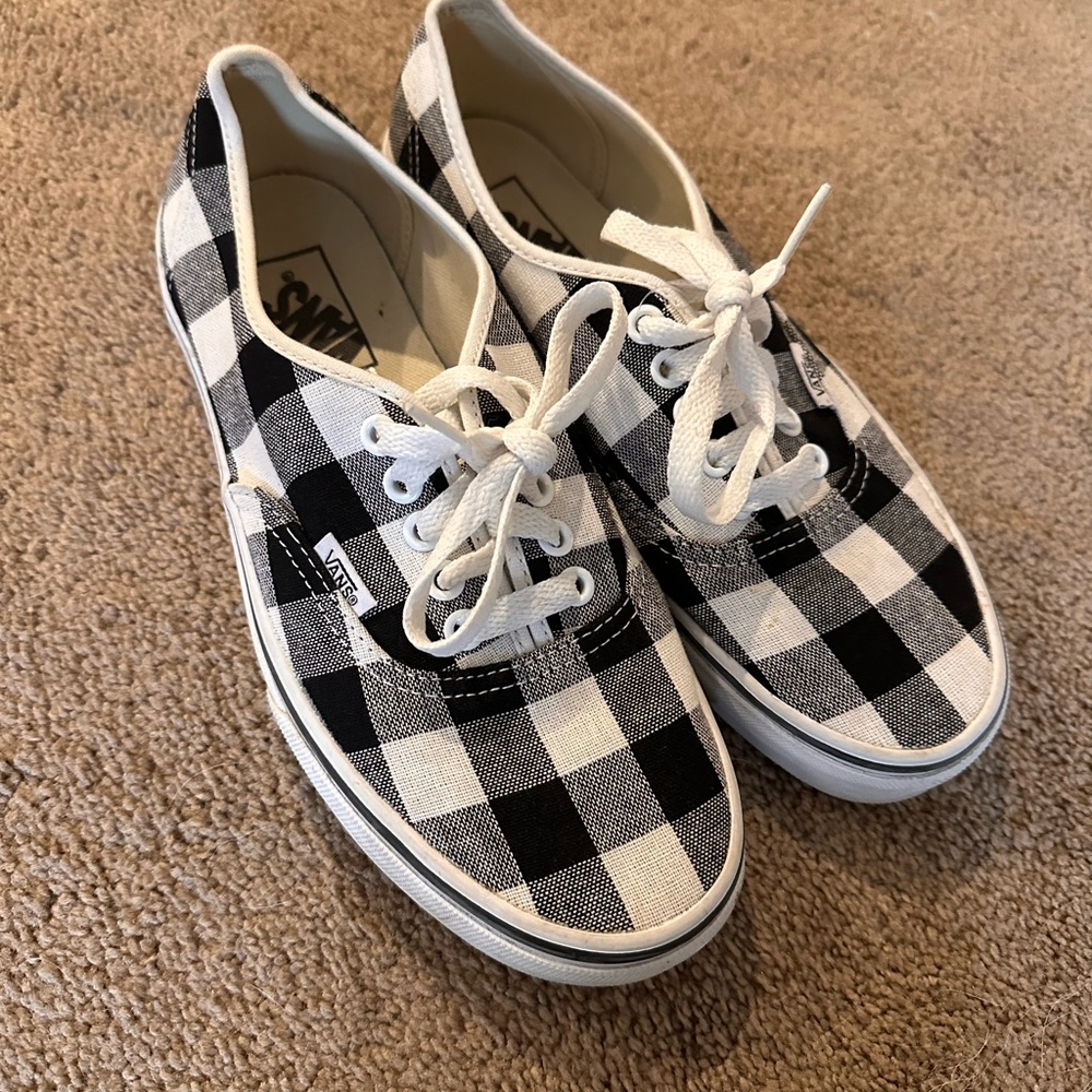 Vans Classic Black and White Plaid Sneakers